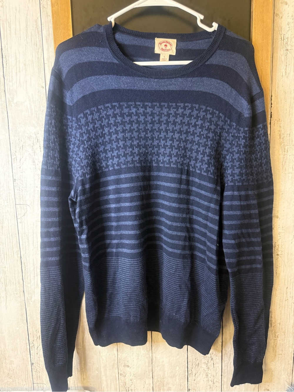 Brooks Brothers Red Fleece Men's Size L Wool Striped Pullover Knit Sweater